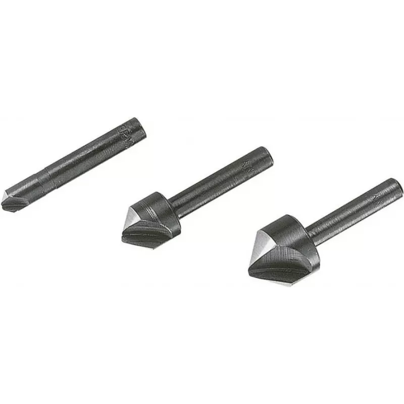 Wolfcraft 2504000 Set de avellanadores, 3 piezas, 6/12/16 mm, acero para herramientas, vástago cilíndrico