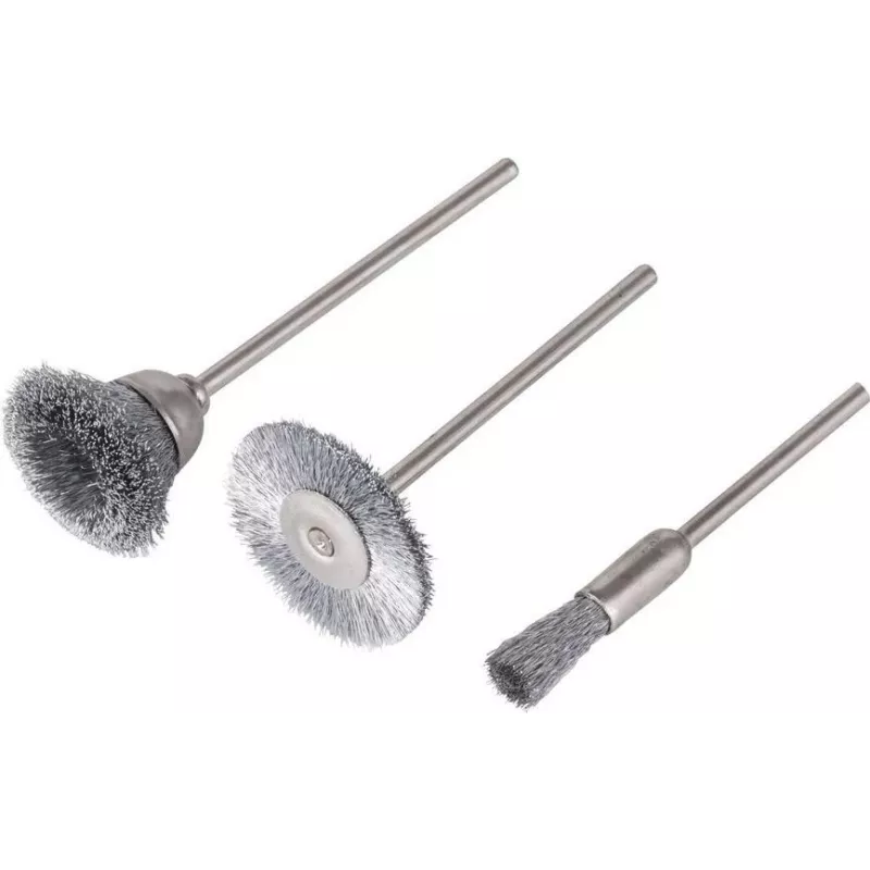 Wolfcraft Set de cepillos de alambre mini de acero, 3 piezas, 2114000