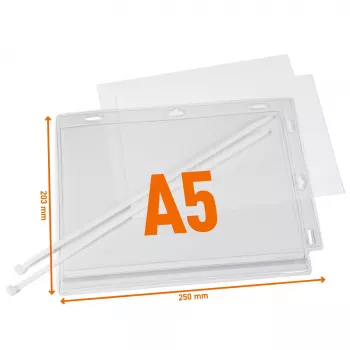 DURABLE Fundas para póster A5 impermeables con bridas, pack de 5 (505919)