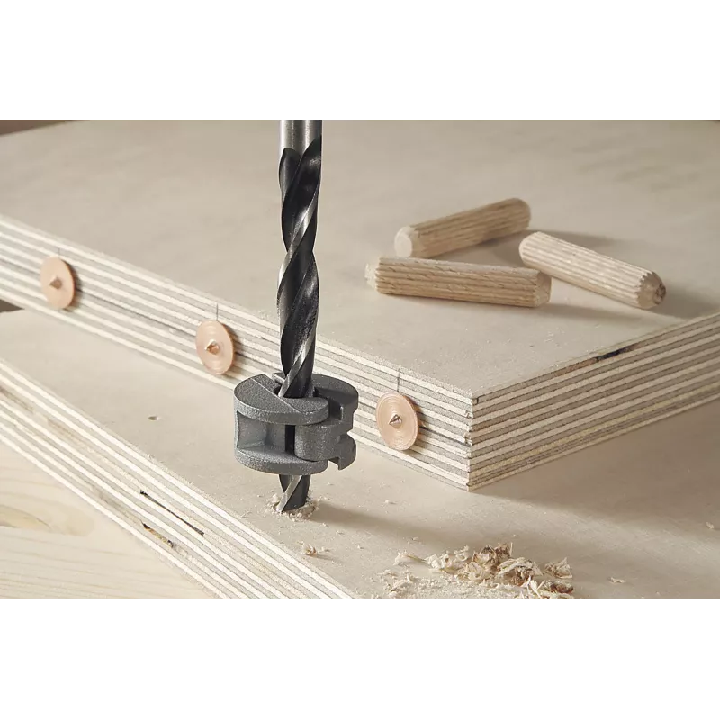Wolfcraft 2916000 Set de tacos de madera de haya 6 mm, 50 tacos estriados + 4 marcadores de tacos de acero