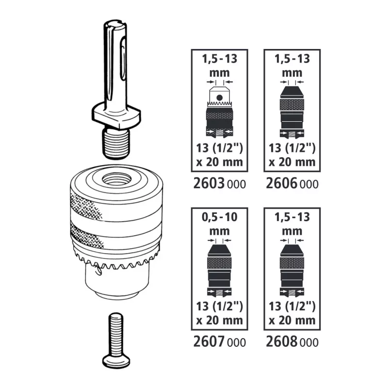 wolfcraft 2640000 Adaptador de portabrocas SDS-plus 1/2