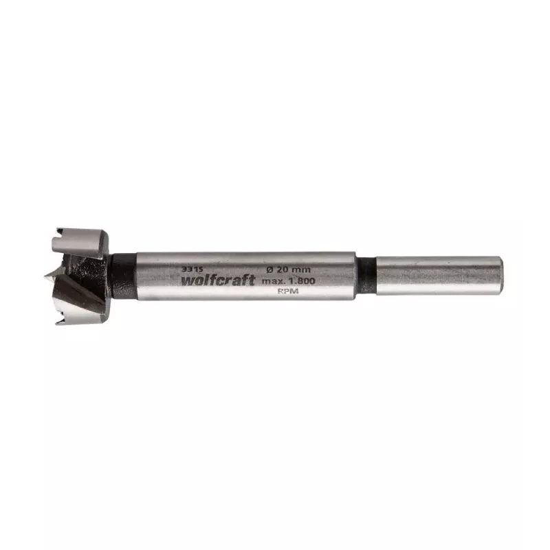 Wolfcraft 3315000 Broca Forstner 20 mm, longitud total 90 mm, vástago cilíndrico, 1 ud.