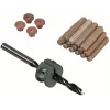 Wolfcraft Set de tacos de madera de haya 8 mm con broca, tope de profundidad y marcadores (50 tacos, 56 piezas) 2917000