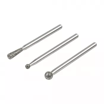 Wolfcraft 5988000 Set de fresas de diamante, esfera y cono, 3 piezas