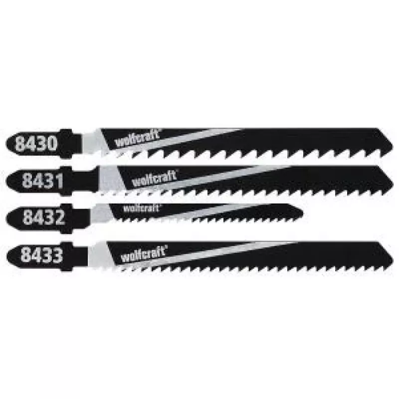 Wolfcraft 8430000 Set de 10 hojas de sierra de calar para madera, mango en T