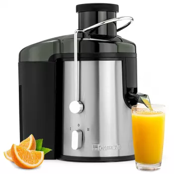Clatronic AE 3666 Exprimidor centrífugo - Negro/Acero inoxidable, 400 W, recipiente de pulpa 1,5 L, 2 velocidades 263804