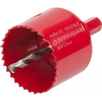 wolfcraft 5472000 sierra de corona bimetálica HSS 20 mm para madera, metal, plástico, pladur