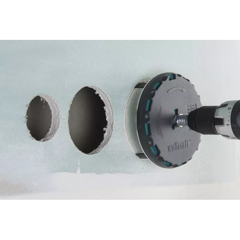 wolfcraft sierra de corona ajustable 45-130 mm con hojas HSS y broca de centrar 5978000