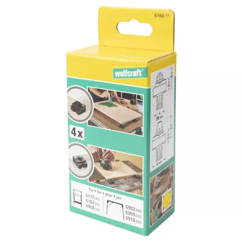 Mordazas de sujeción wolfcraft 6166000 para bancos de trabajo Master, set de 2, plástico negro