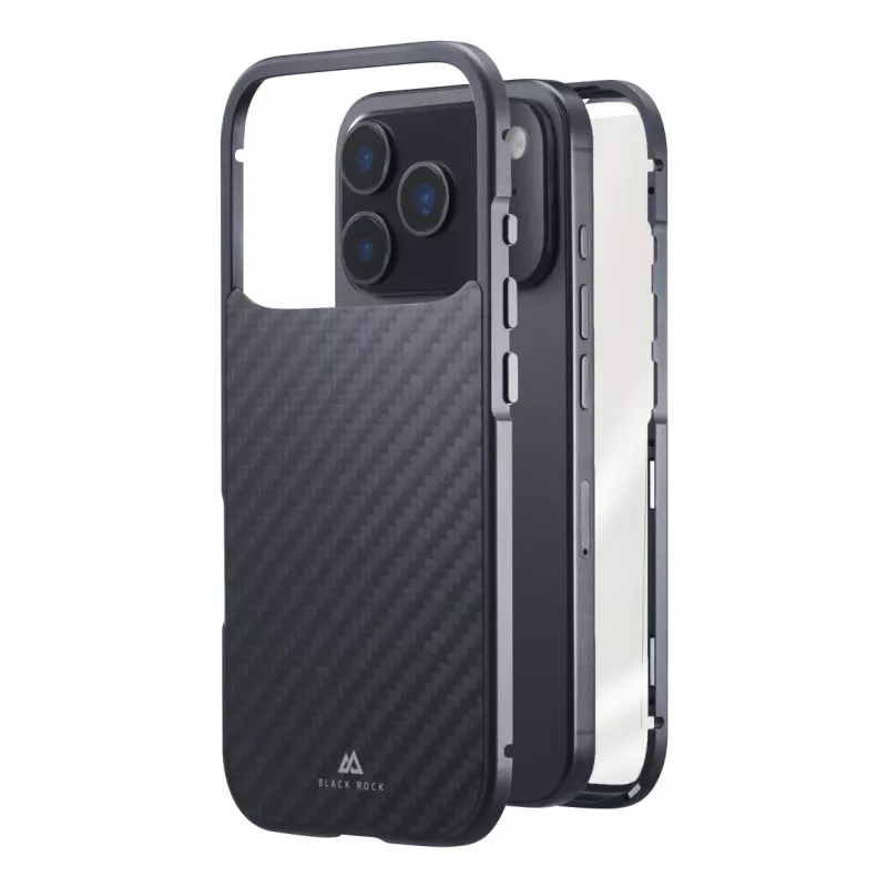 Black Rock Cover 360° cristal para Apple iPhone 17 Pro, carbono auténtico 00080399