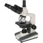 BRESSER Microscopio trinocular de luz transmitida, aumento 40x-1000x, iluminación LED, platina mecánica de cruz, 5723100