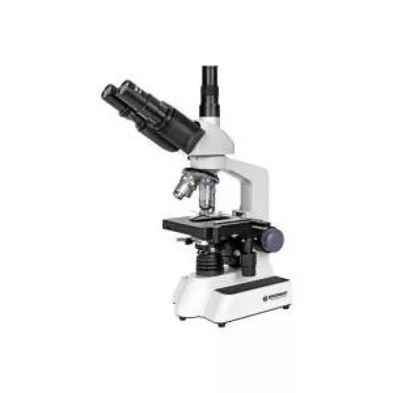 BRESSER Microscopio trinocular de luz transmitida, aumento 40x-1000x, iluminación LED, platina mecánica de cruz, 5723100