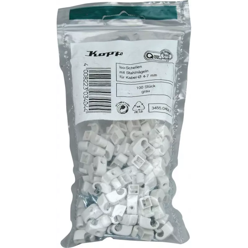 HEINRICH KOPP clips para cables con clavo, haz Ø 4-7 mm, gris, 100 uds. 345504087