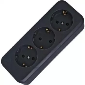 HEINRICH KOPP Regleta de 3 tomas sin interruptor, negra, sin cablear, 16 A, 250 V, Schuko, protección infantil, montaje en pared 120305001