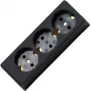 HEINRICH KOPP Regleta de 3 tomas sin interruptor, negra, sin cablear, 16 A, 250 V, Schuko, protección infantil, montaje en pared 120305001