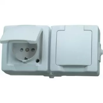 HEINRICH KOPP Toma Schuko con tapa abatible, superficie, IP44, gris 137002003