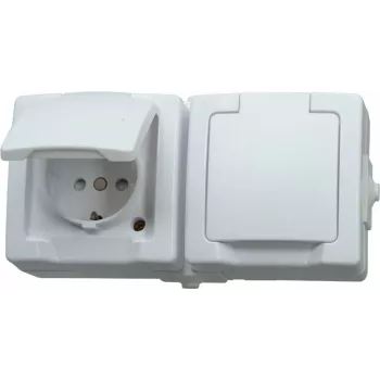 HEINRICH KOPP Toma Schuko con tapa abatible, superficie, IP44, gris 137002003