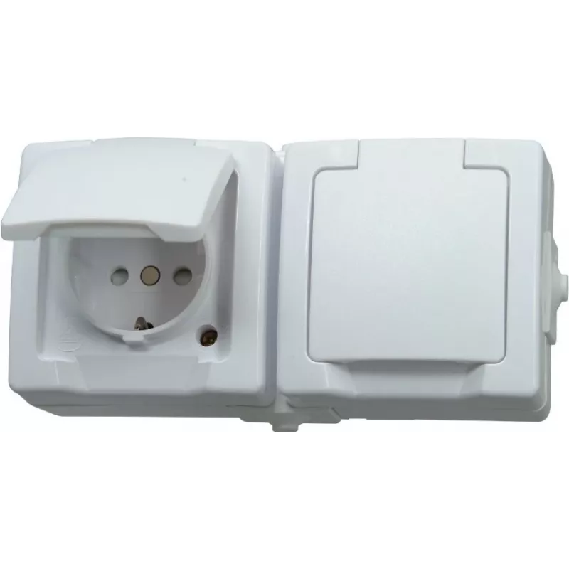 HEINRICH KOPP Toma Schuko con tapa abatible, superficie, IP44, gris 137002003