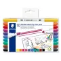 STAEDTLER 3010 TB10 Rotuladores de fibra, 10 colores diferentes, punta redonda de 1,0 mm, tinta a base de agua