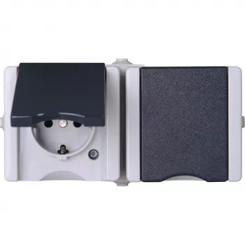 HEINRICH KOPP Toma Schuko 2 tomas horizontal, precableada, superficie IP44 gris 16 A, 250 V (950655000)