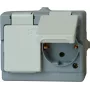 HEINRICH KOPP Toma Schuko doble de superficie IP44, precableada, horizontal, gris 1302.4800.6