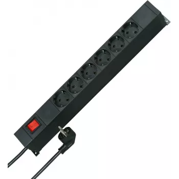 HEINRICH KOPP regleta de enchufes para rack de 19 pulgadas, 12 tomas Schuko (2x6), cable de 2 m, negra 931305010