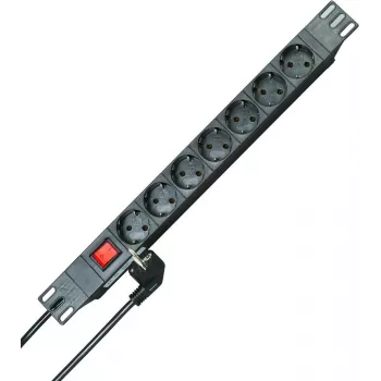 HEINRICH KOPP regleta de enchufes para rack de 19 pulgadas 1U de 7 tomas Schuko negra cable de 2 m 16A 930705011