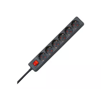 HEINRICH KOPP regleta de enchufes de 6 tomas, 1,4 m, negra 120915006