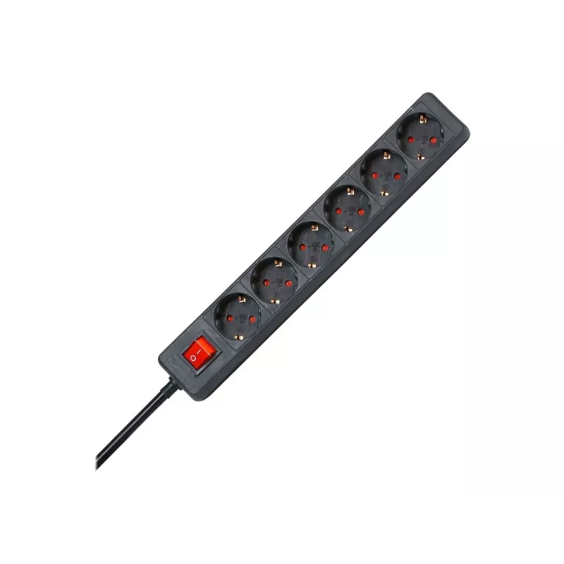 HEINRICH KOPP regleta de enchufes de 6 tomas, 1,4 m, negra 120915006