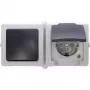 Kopp Nautic unidad combinada, enchufe con interruptor y tapa abatible, gris, IP44, montaje en superficie 138656001