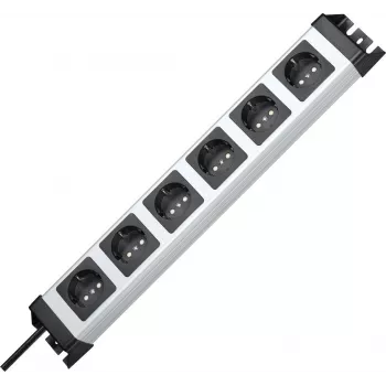 HEINRICH KOPP POWERversal regleta de enchufes de 6 tomas Schuko, gris/negro, cable de 1,4 m 226720018