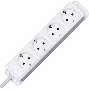 HEINRICH KOPP regleta de enchufes Schuko de 4 tomas blanca, sin interruptor, cable de 1,4 m 127102016