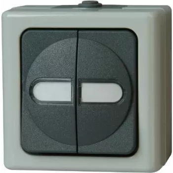 HEINRICH KOPP interruptor doble de superficie para zonas húmedas azul eléctrico gris 10A 250V 560556003