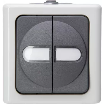 HEINRICH KOPP interruptor doble de superficie para zonas húmedas azul eléctrico gris 10A 250V 560556003