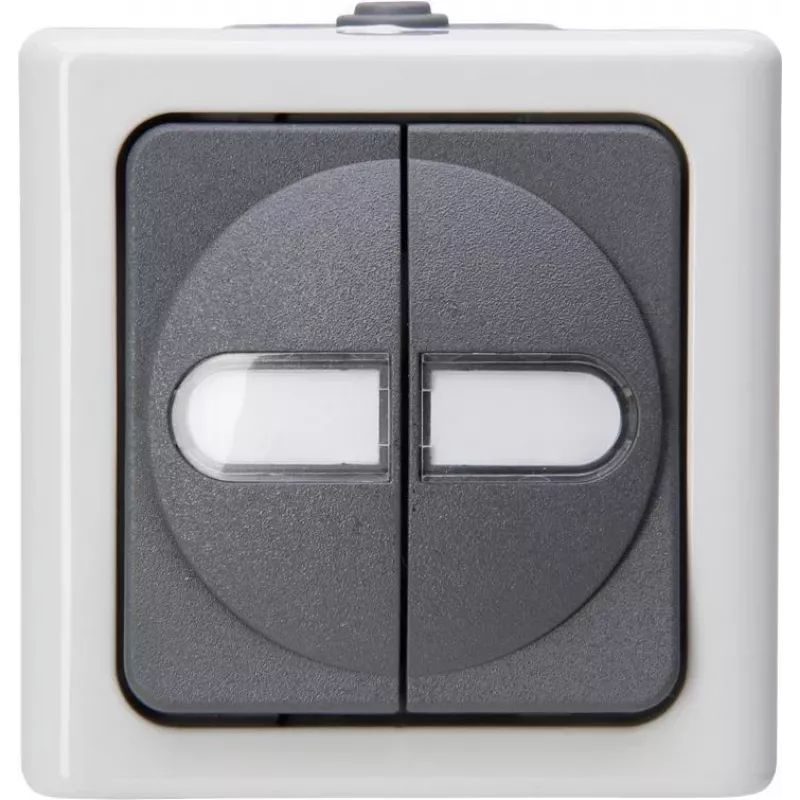 HEINRICH KOPP interruptor doble de superficie para zonas húmedas azul eléctrico gris 10A 250V 560556003