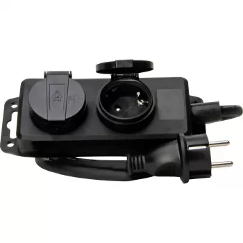 HEINRICH KOPP Regleta de enchufes schuko 2 tomas, sin interruptor, negra, 1,5 m 223002043