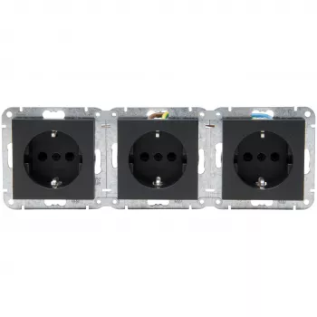 HEINRICH KOPP HK07 KombiQuick Toma schuko triple, antracita, empotrar, 16 A, 250 V, con protección infantil, libre de halógenos 133415001
