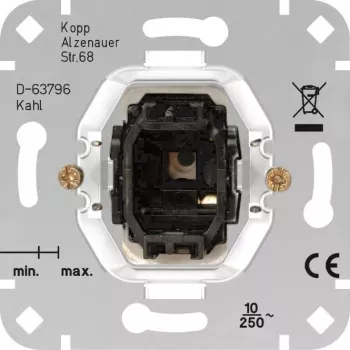 HEINRICH KOPP Mecanismo pulsador para HK05/HK07, aluminio, 1 polo, 250V AC, 10A 504400001
