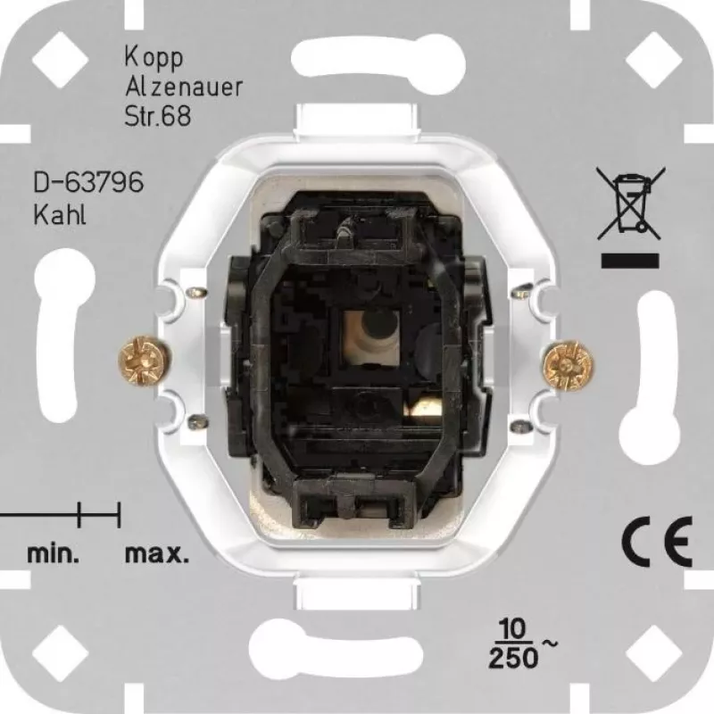 HEINRICH KOPP Mecanismo pulsador para HK05/HK07, aluminio, 1 polo, 250V AC, 10A 504400001