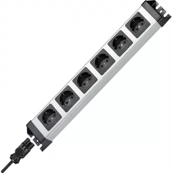 Kopp POWERversal Regleta de enchufes 6 tomas con entrada GST18i, sin interruptor, plata/negro 2.29420012E8