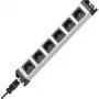 Kopp POWERversal Regleta de enchufes 6 tomas con entrada GST18i, sin interruptor, plata/negro 2.29420012E8