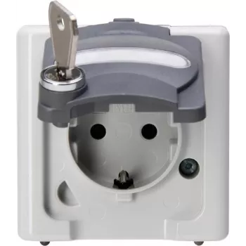 HEINRICH KOPP Toma schuko 1 toma con cerradura de seguridad, superficie, IP44, gris 103756008