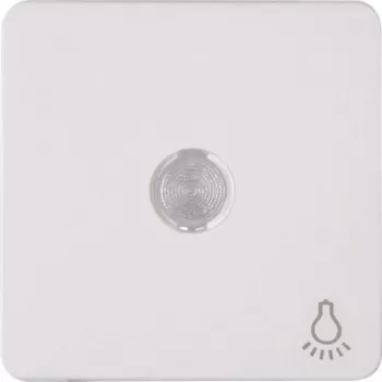 Heinrich Kopp Paris Tapa de interruptor basculante con lente, blanco ártico, tecla simple, símbolo de luz, snap-on 330213006