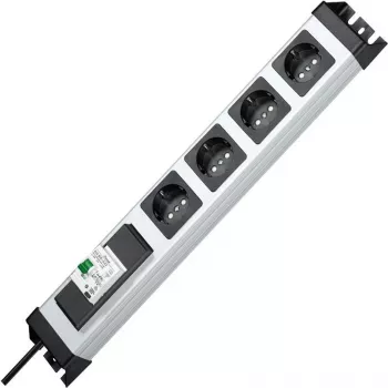 HEINRICH KOPP regleta de enchufes 4 tomas sin interruptor, gris/negro, 1,5 m 228120012