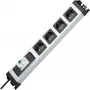 HEINRICH KOPP regleta de enchufes 4 tomas sin interruptor, gris/negro, 1,5 m 228120012