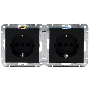 HEINRICH KOPP HK07 KombiQuick toma de corriente doble Schuko, empotrar, horizontal, negra 133750003