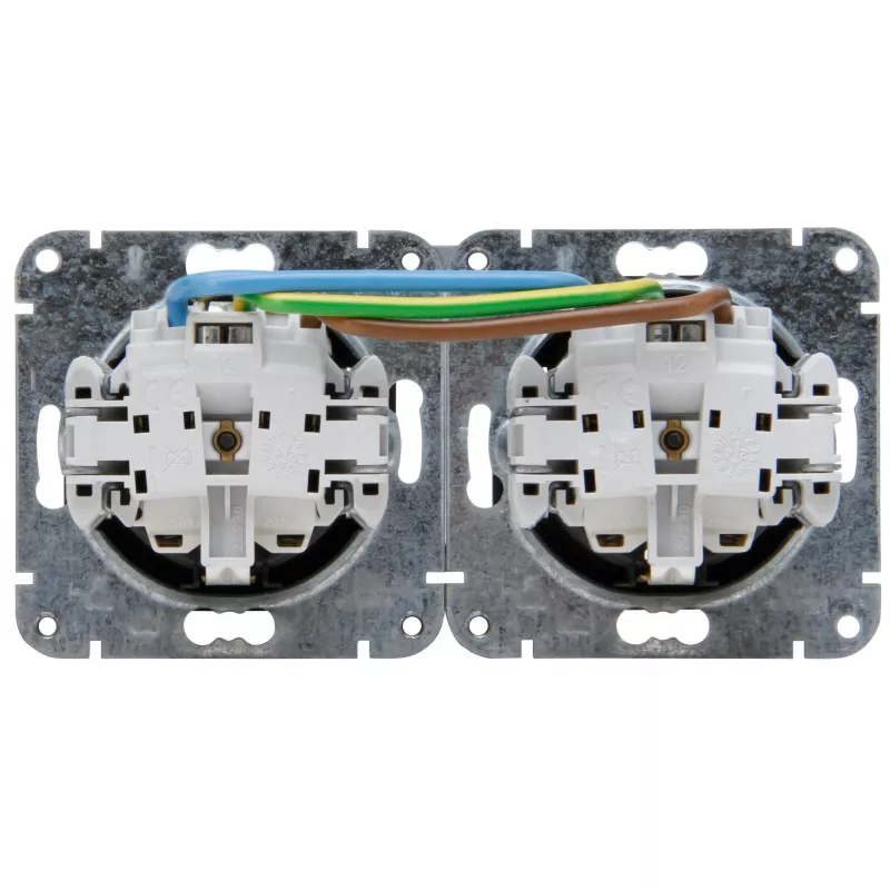 HEINRICH KOPP HK07 KombiQuick toma de corriente doble Schuko, empotrar, horizontal, negra 133750003