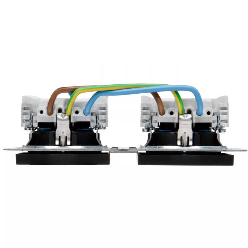 HEINRICH KOPP HK07 KombiQuick toma de corriente doble Schuko, empotrar, horizontal, negra 133750003