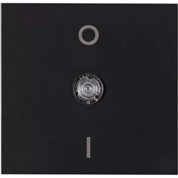 HEINRICH KOPP HK07 tecla plana con lente transparente, marcado I-O y placa de resorte, negro mate (bipolar, IP20) 491923000