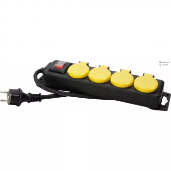HEINRICH KOPP regleta de enchufes 4 tomas con interruptor, amarillo/negro, 1,5 m 223012002
